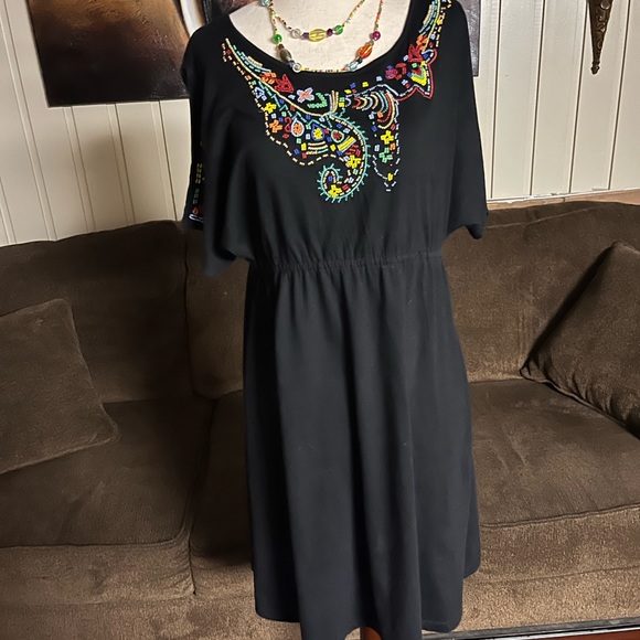 RXB~ Boho Multi-Color Beaded Size Large Dress - Picture 9 of 16